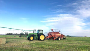 Pedro Ciganda, a Basque immigrant, making his own success and seen here baling hay in Moses Lake, WA